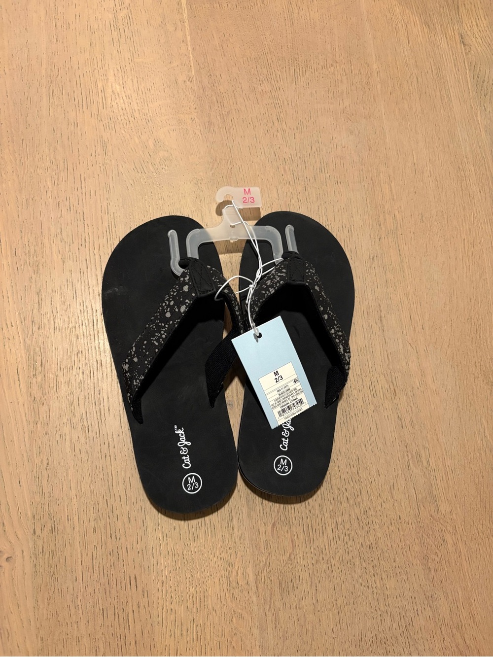 Cat & Jack Black Kids Flip Flop Sandals with Speckled Straps